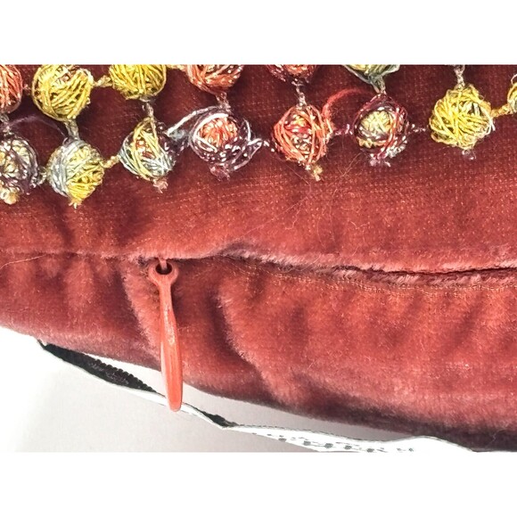 Dransfield & Ross New York French Knot Pillow Silk Velvet Boutique Autumn Spice - Picture 11 of 14